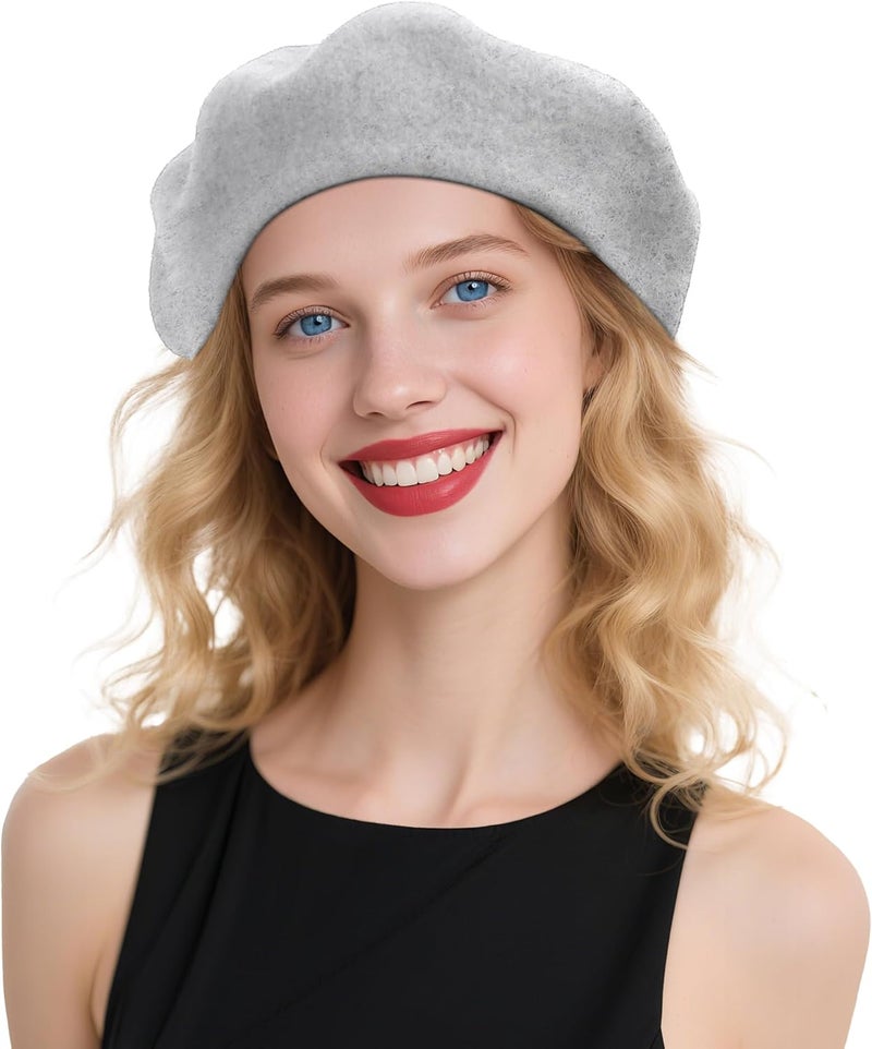 CKYPTFK Beret Hats for Women Holiday Wool French Style-Black/Red Church Hat-Clueless Outfit & Men's Beret - Image 1